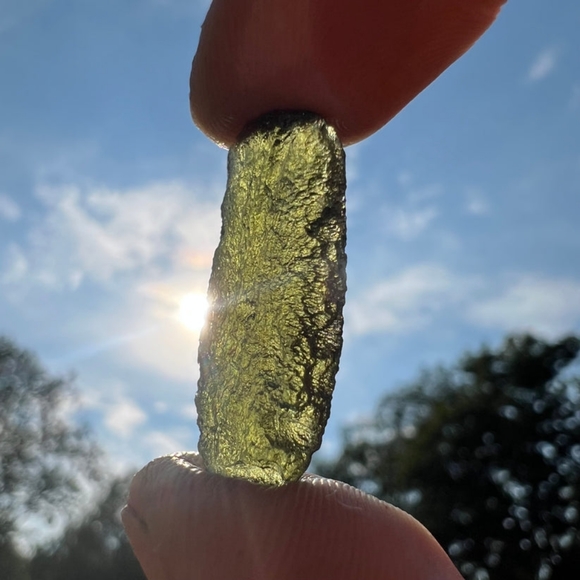 Moldavite Authentic Rare Tektite Crystal Specimen 3 grams from Czech Republic - Picture 7 of 10